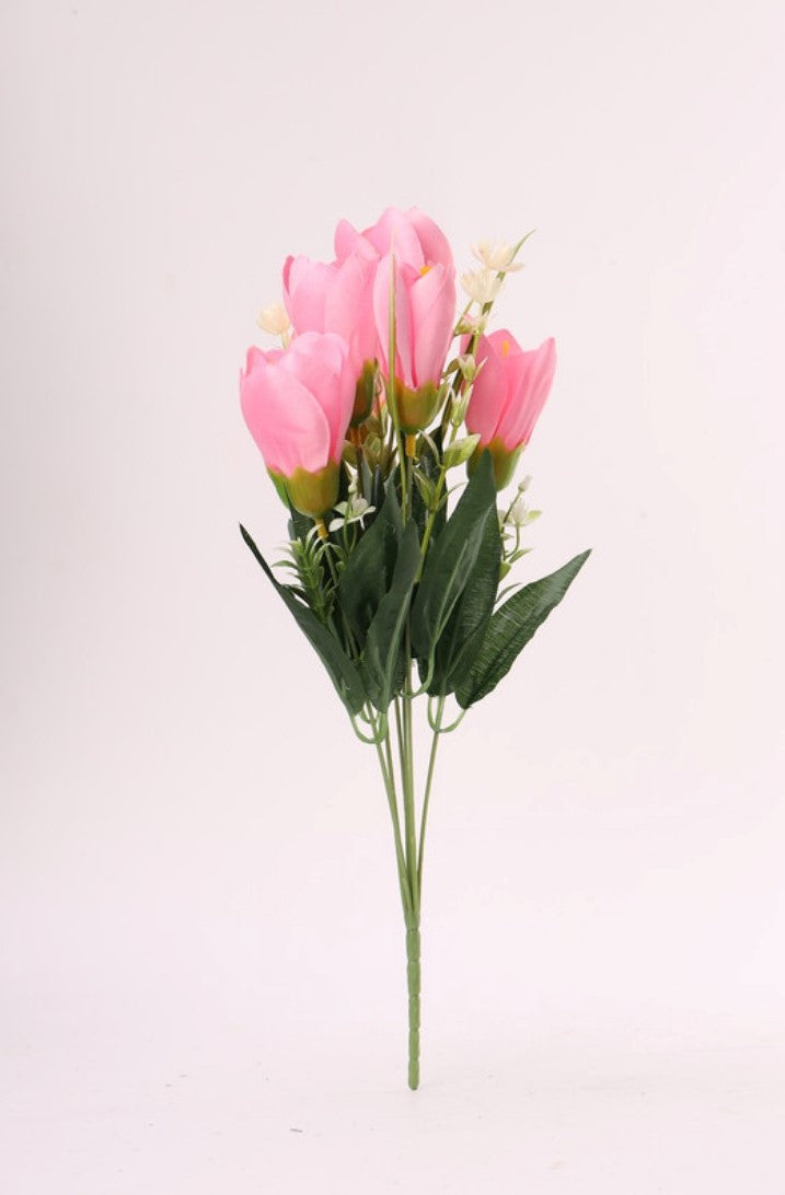 Light Pink silk & polyester daffodil-tulip flower bunch for home decoration
