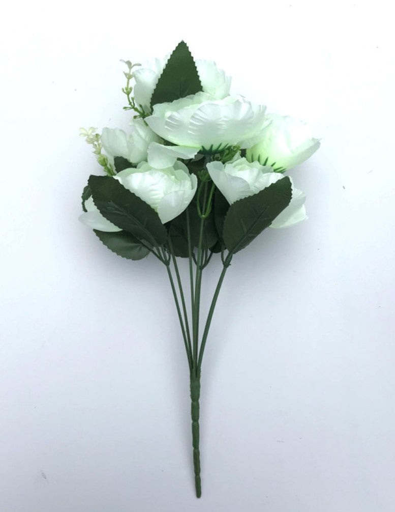 Artificial Flowers Bunch Bouquet Of 7 Poppy Flowers For Home Decoration (White, Material:Silk, Polyester) - GillKart