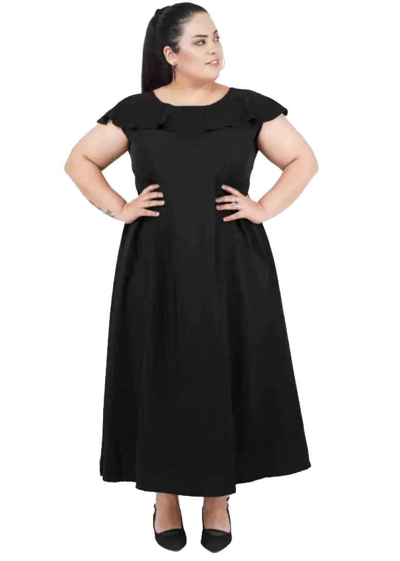 Women's Fit And Flare Black Dress (Color:Black, Material:Polyester) - GillKart