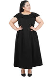 Women's Fit And Flare Black Dress (Color:Black, Material:Polyester) - GillKart