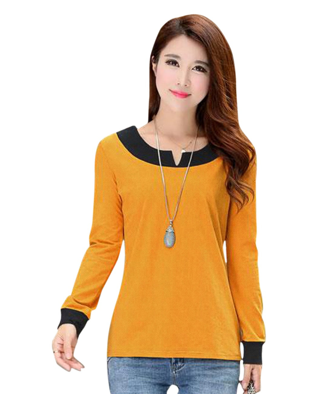 Women's Western Wear Hosiery T Shirts (Yellow) - GillKart