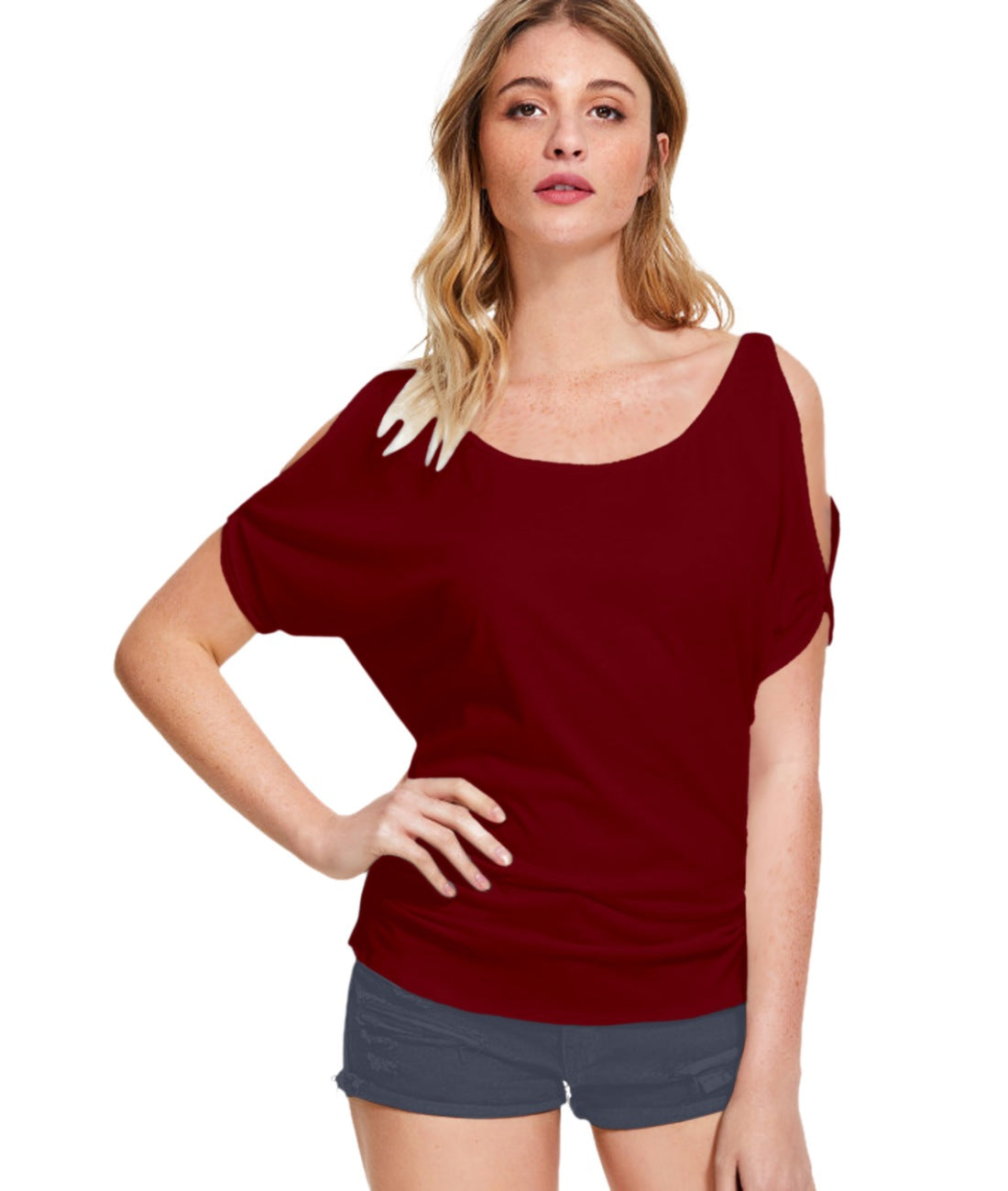 Women's Western Wear Hosiery T Shirts (Maroon) - GillKart