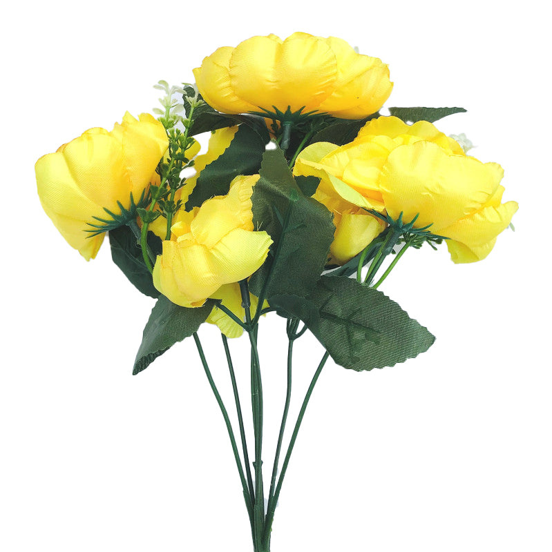 Artificial Flowers Bunch Bouquet Of 7 Poppy Flowers For Home Decoration (Yellow, Material:Silk, Polyester) - GillKart