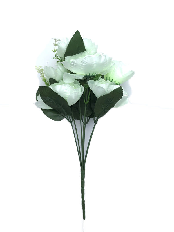 Artificial Flowers Bunch Bouquet Of 7 Poppy Flowers For Home Decoration (White, Material:Silk, Polyester) - GillKart