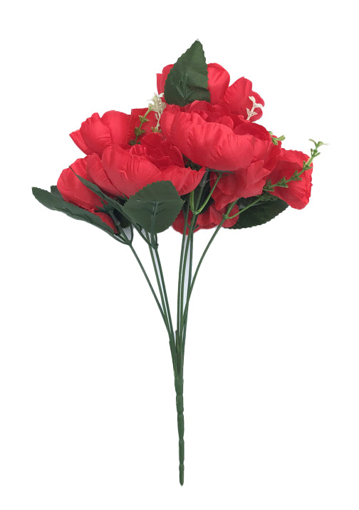 Artificial Flowers Bunch Bouquet Of 7 Poppy Flowers For Home Decoration (Red, Material:Silk, Polyester) - GillKart