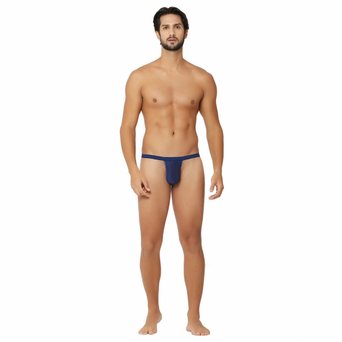 Blue nylon string side briefs for men's intimate wear, non-returnable due to hygienic standards