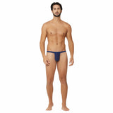 Blue nylon string side briefs for men's intimate wear, non-returnable due to hygienic standards
