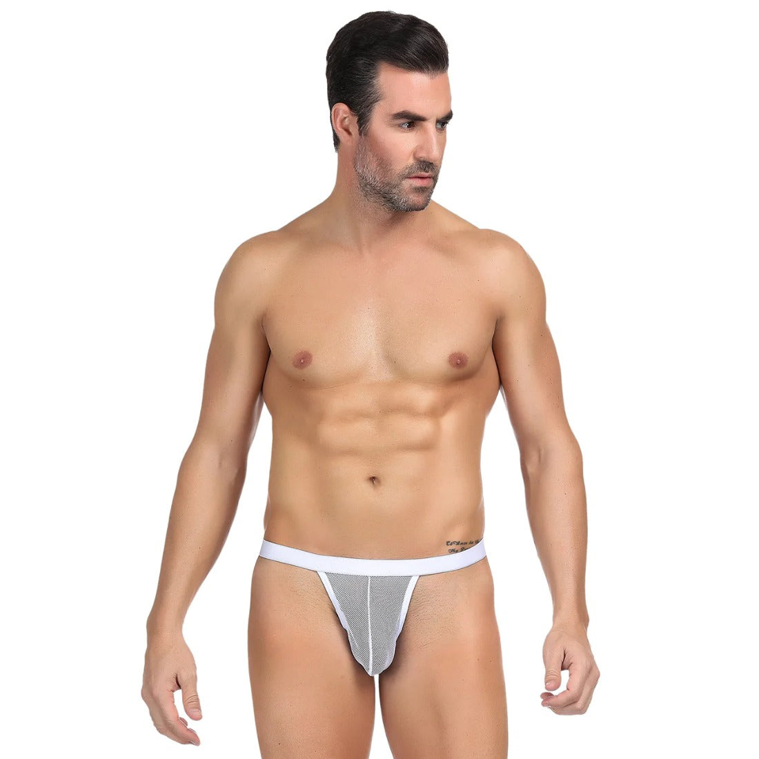 White mesh power net men's underwear - supportive, soft, all-day fresh with label-free comfort