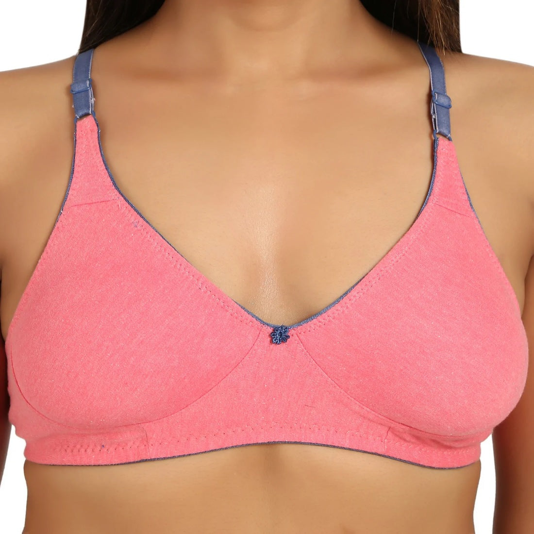 Women's Cotton Blend Non Padded T Shirt Bra (Pink) - GillKart
