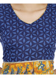 Women's Cotton Printed Long Kurti (Mustard, Blue, Cotton) - GillKart