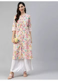 Women's Cotton Printed  Straight Kurti (Multicolor, Cotton) - GillKart