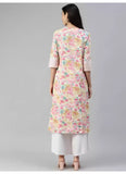 Women's Cotton Printed  Straight Kurti (Multicolor, Cotton) - GillKart