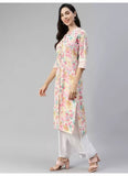 Women's Cotton Printed  Straight Kurti (Multicolor, Cotton) - GillKart