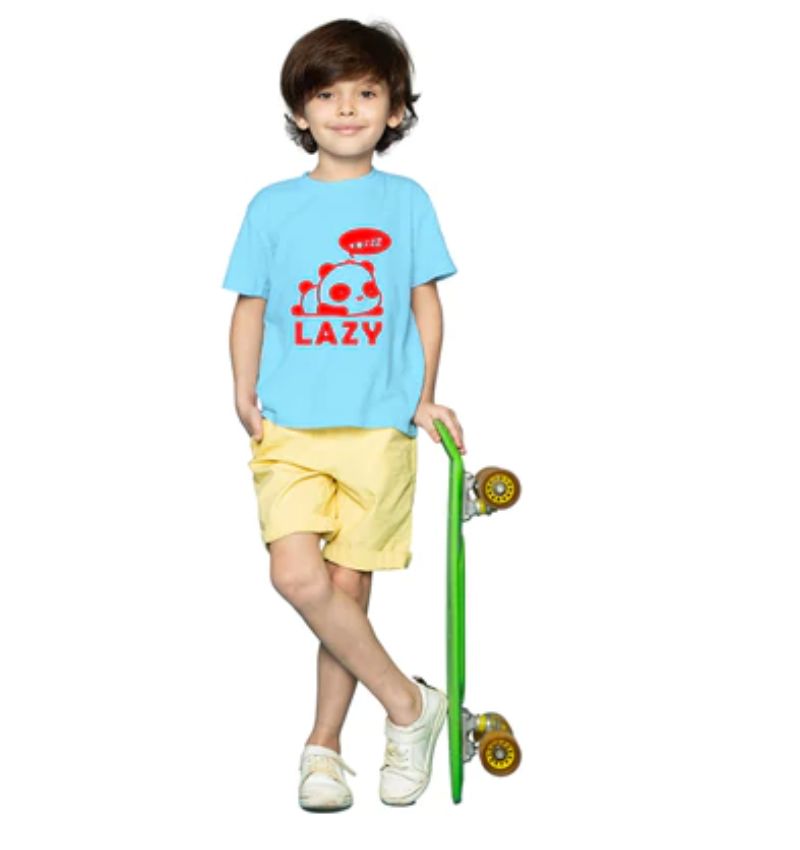 Boys cotton half sleeve t-shirt (sky blue), casual clothing for active play