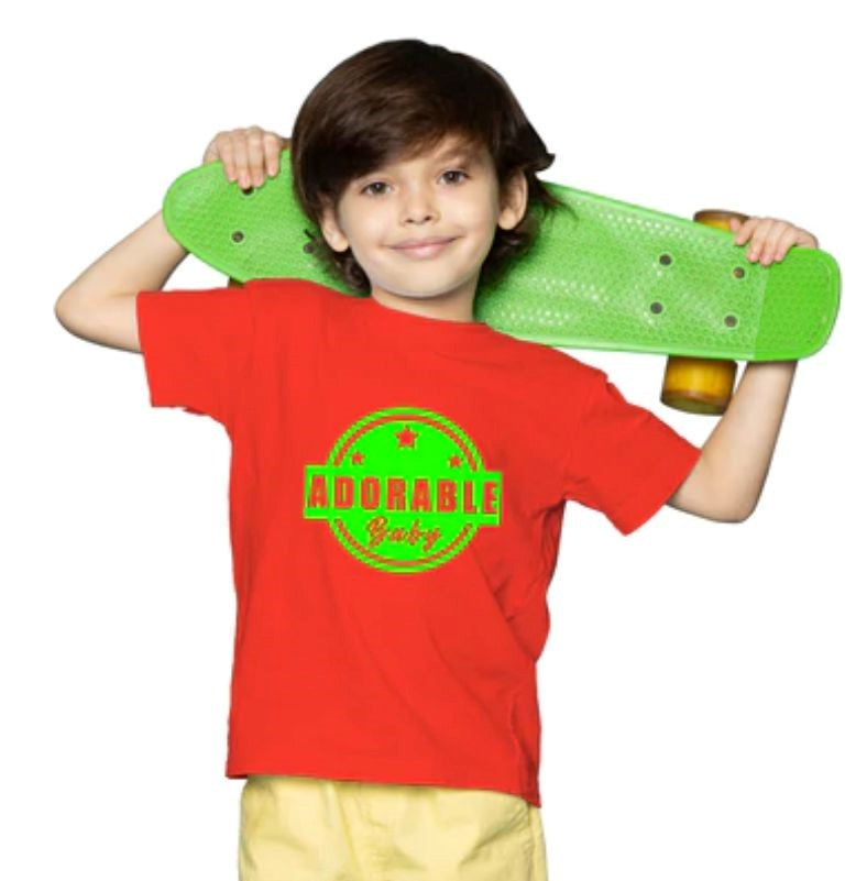 Boys Cotton Adorable Baby Half Sleeve TShirt (Red) - GillKart
