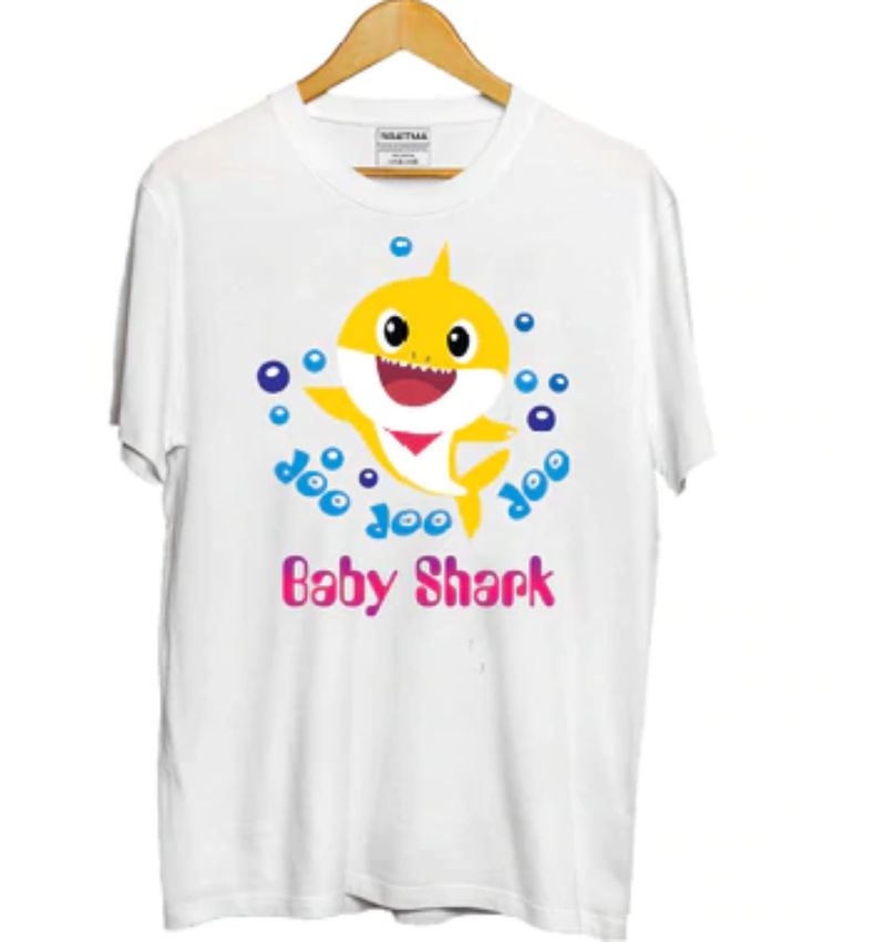 Boys cotton Baby Shark half sleeve t-shirt (white), perfect for young fans on playtime