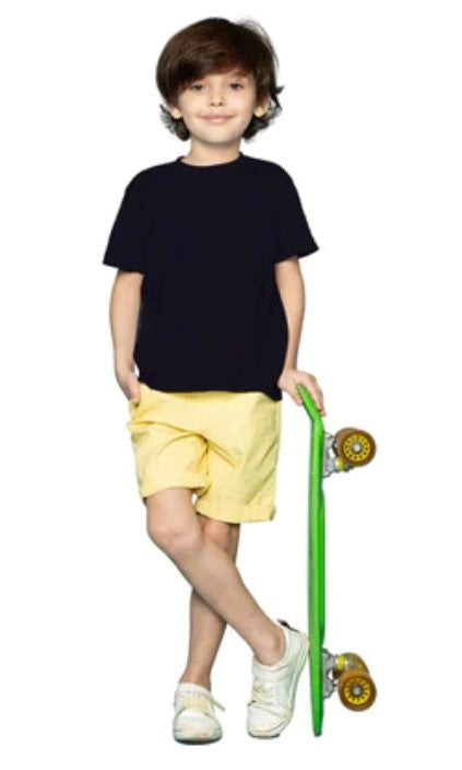 Boys cotton half sleeve black t-shirt for casual wear, round neck style
