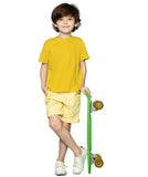 Yellow cotton boys half-sleeve t-shirt, comfortable for casual wear
