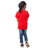 Girls Cotton Unicorn Face Half Sleeve TShirt (Red) - GillKart