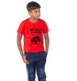 Boys Cotton Off Road Adventure Half Sleeve TShirt (Red) - GillKart