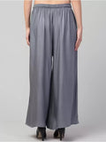 Women's Plus Size Relaxed Fit Viscose Rayon Palazzo Trousers (Grey) - GillKart