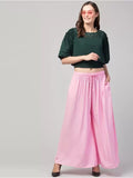Women's Plus Size Relaxed Fit Viscose Rayon Palazzo Trousers (Pink) - GillKart