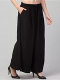 Women's Plus Size Relaxed Fit Viscose Rayon Palazzo Trousers (Black) - GillKart