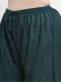 Women's Plus Size Flared Fit Viscose Rayon Palazzo Trousers (Dark Green) - GillKart
