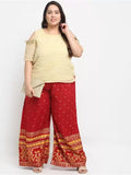 Women's Plus Size Relaxed Fit Viscose Rayon Palazzo Trousers (Red) - GillKart
