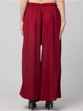 Women's Plus Size Relaxed Fit Viscose Rayon Palazzo Trousers (Maroon) - GillKart