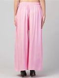 Women's Plus Size Relaxed Fit Viscose Rayon Palazzo Trousers (Pink) - GillKart