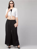 Women's Plus Size Relaxed Fit Viscose Rayon Palazzo Trousers (Black) - GillKart