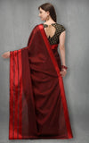 Women's Satin Silk Saree with Blouse (Red, 5-6 Mtrs) - GillKart