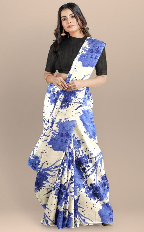 Women's Joya Silk Saree with Blouse (Blue, 5-6 Mtrs) - GillKart