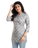 Women's 3/4th Sleeve Viscose Blend Tunic Short Top (Grey) - GillKart