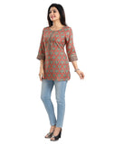 Multicolor viscose blend women's 3/4 sleeve tunic short top for casual wear