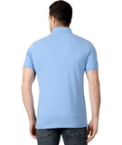 Men's Half Sleeve Polo Collar Cotton T Shirt (Sky Blue) - GillKart