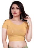 Women's Short Sleeve Cotton Lycra Readymade Blouse (Beige, Free Size) - GillKart