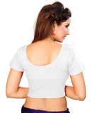 Women's Short Sleeve Cotton Lycra Readymade Blouse (White, Free Size) - GillKart
