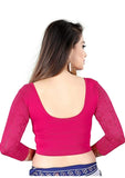 Women's 3/4 th Sleeve Cotton Lycra Readymade Blouse (Pink, Free Size) - GillKart