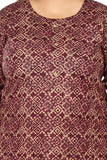 Women's Casual 3/4th Sleeve Golden Foil Printed Capsule Cotton Straight Kurti (Maroon) - GillKart