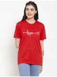 Women's Cotton Blend Hope Printed T-Shirt (Red) - GillKart