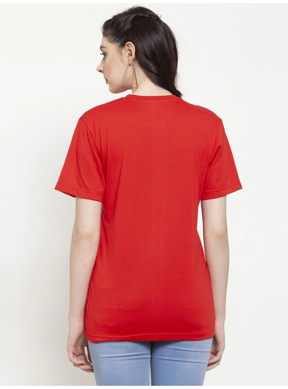 Women's Cotton Blend Hope Printed T-Shirt (Red) - GillKart