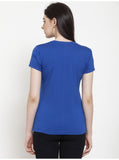 Women's Cotton Blend Kaafi Cutee Printed T-Shirt (Blue) - GillKart