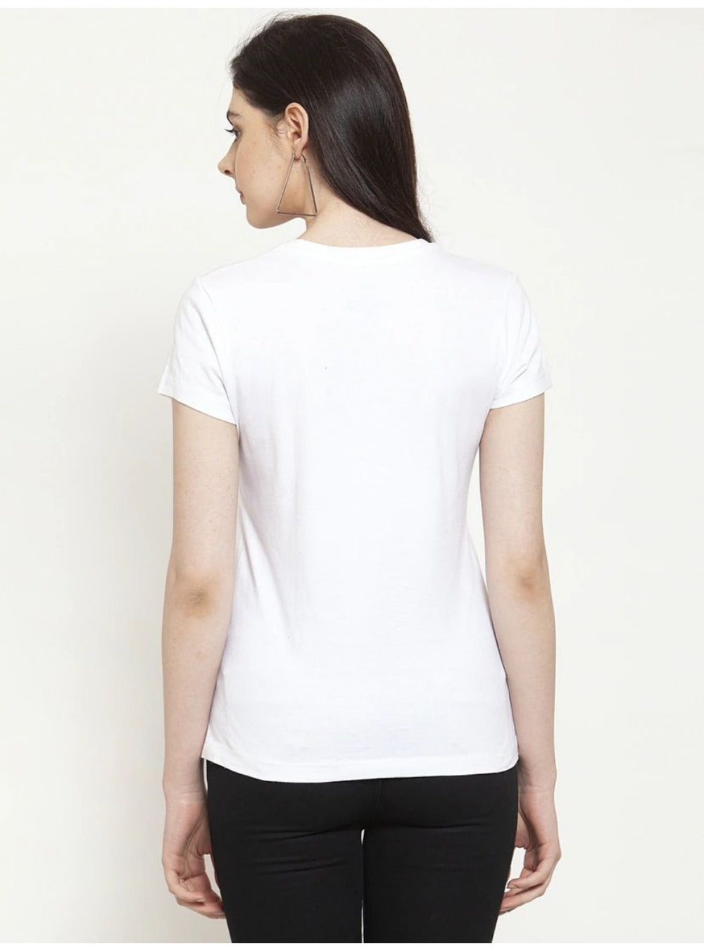 Women's Cotton Blend Graphic Print Printed T-Shirt (White) - GillKart
