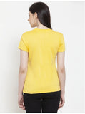 Women's Cotton Blend Good Vibe Only Printed T-Shirt (Yellow) - GillKart