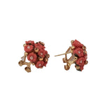 Women's Metal White Ceramic And Stones Gold Plated Stud (Peach) - GillKart