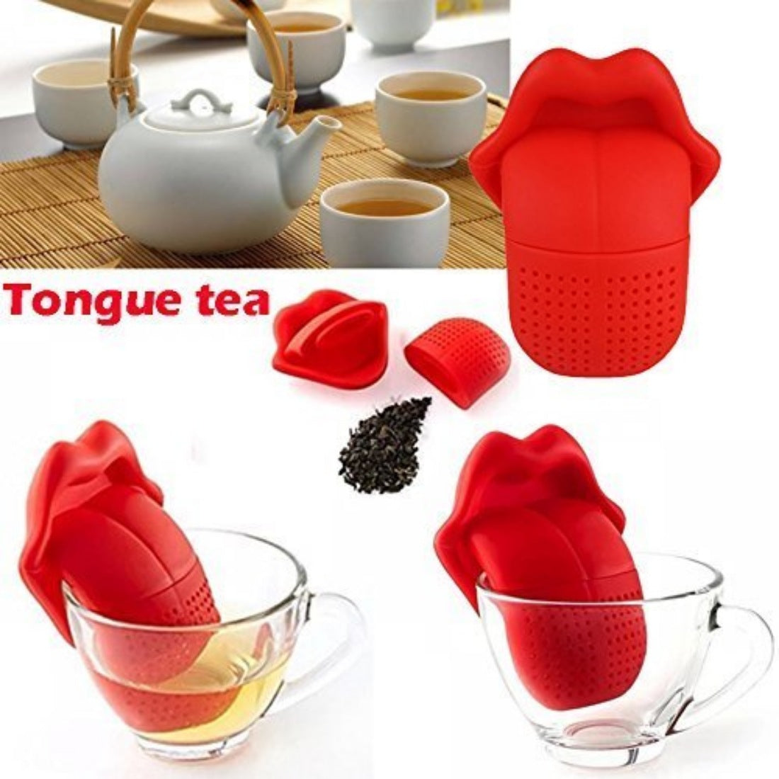 Tongue Shaped Big Lips Tea Maker Food Grade Silicone Tea Strainer (Assorted) - GillKart