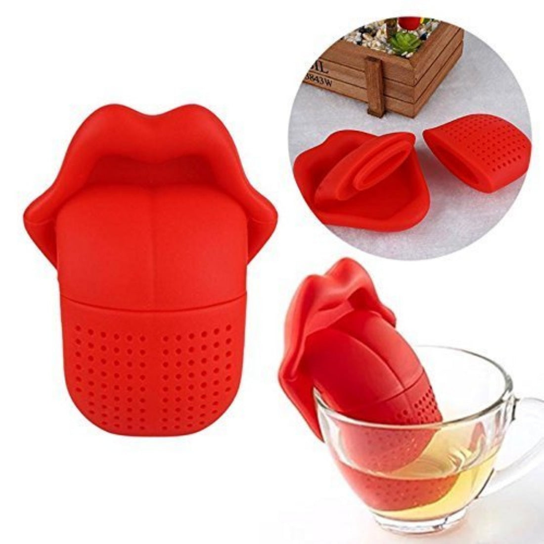 Tongue Shaped Big Lips Tea Maker Food Grade Silicone Tea Strainer (Assorted) - GillKart