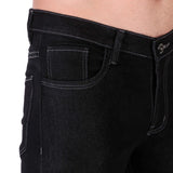 Men's Slim Fit Denim Mid Rise Stretchable Jeans (Black) - GillKart